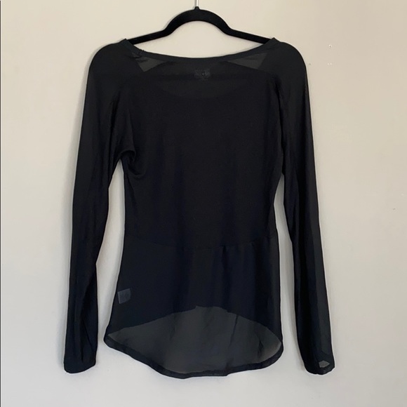 High low long sleeve top sheer shoulder & hem - Picture 2 of 5